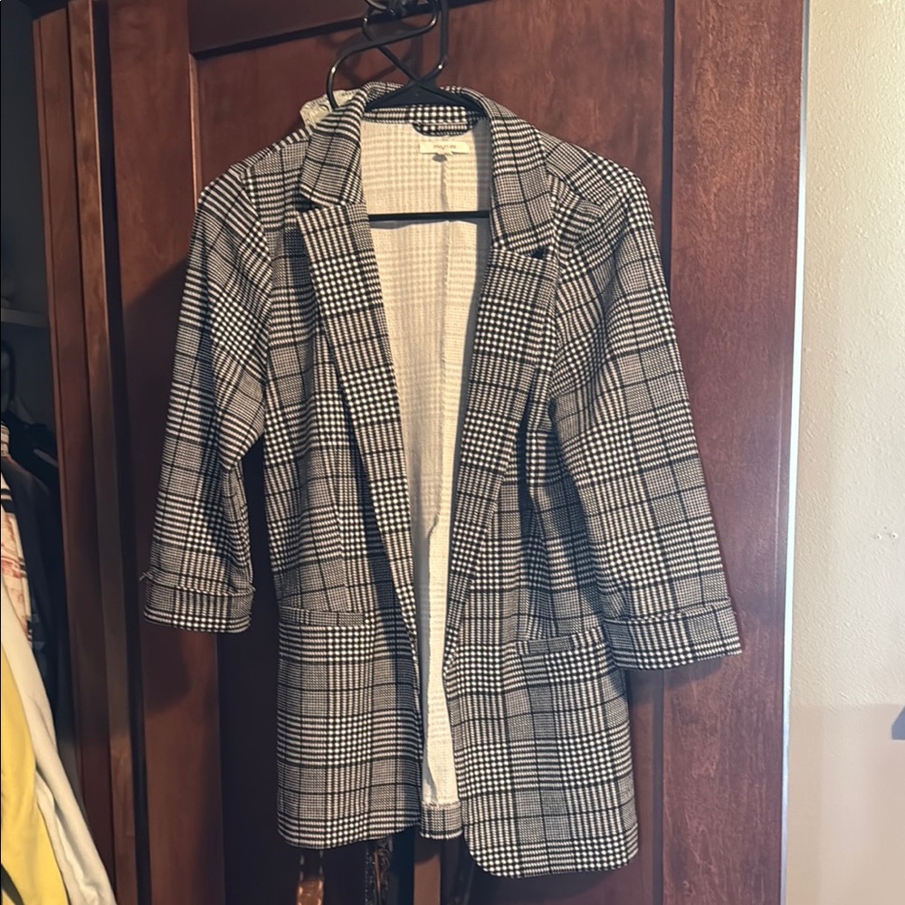 Women's Black and White Plaid Jacket